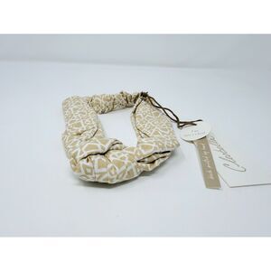 Cleobella Boho 100% Organic Cotton Knotted Headband in Geo Block Print Beige